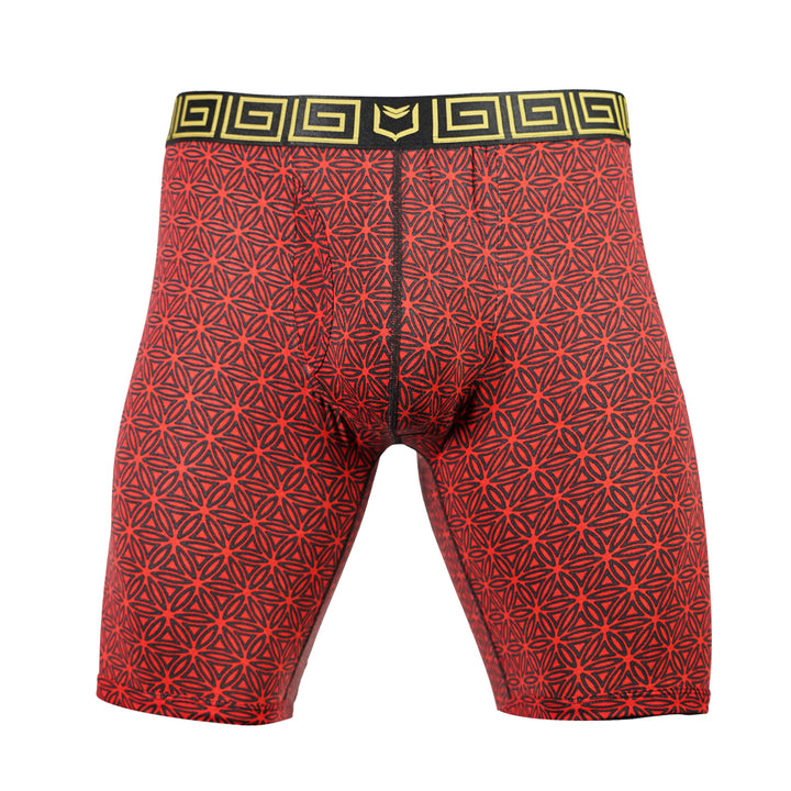 SHEATH V Sports Performance Dual Pouch Boxer Brief - Red Flower of Life