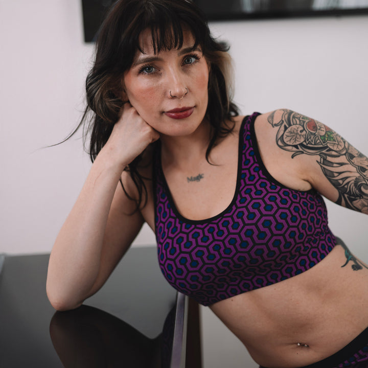 SHEATH Padded Comfort Bralette - Purple Hexagon