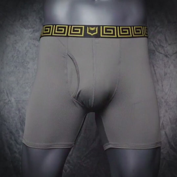 SHEATH 4.0 AirFlow Mesh Dual Pouch Boxer Brief - Gray & Gold