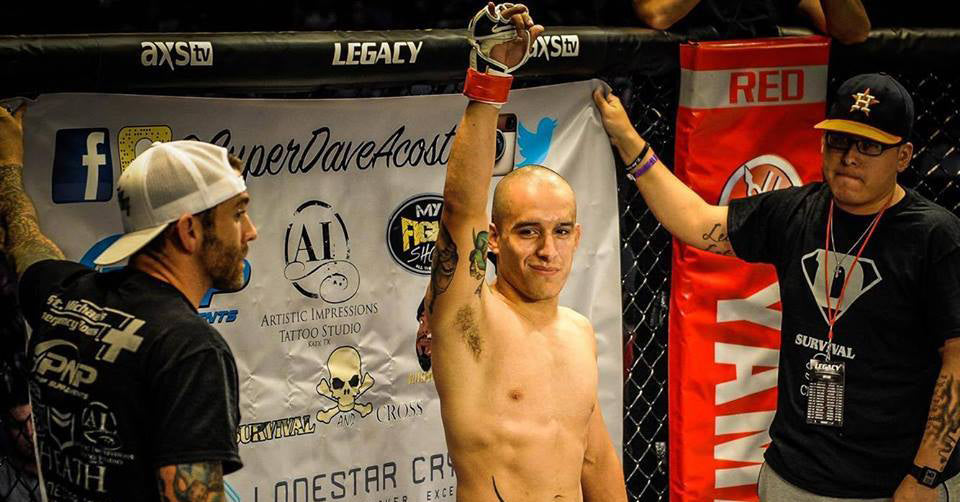 Photo of MMA fighter David Acosta at the start of a fight