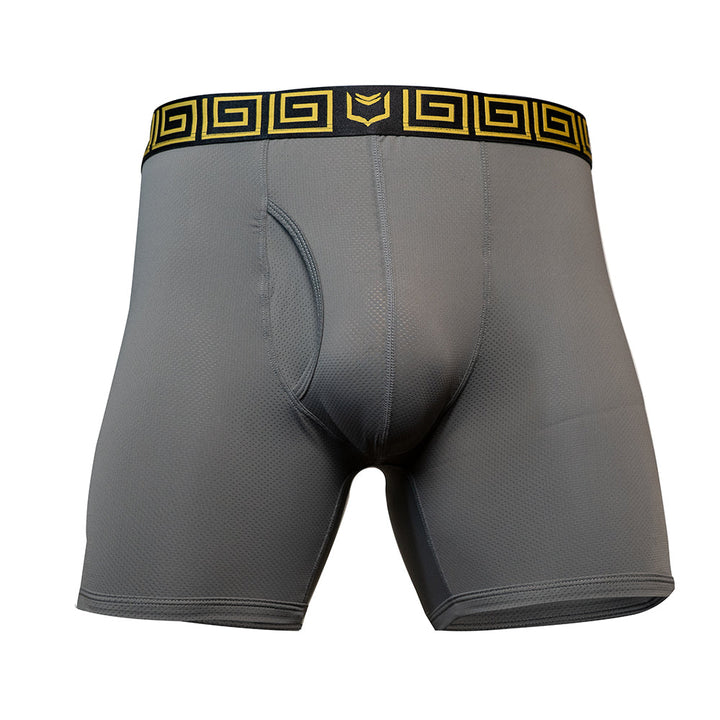 SHEATH 4.0 AirFlow Mesh Dual Pouch Boxer Brief - Gray & Gold