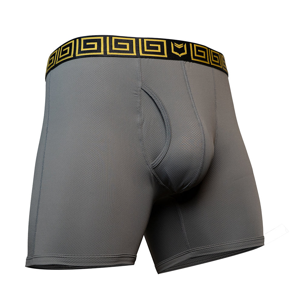 SHEATH 4.0 AirFlow Mesh Dual Pouch Boxer Brief - Gray & Gold