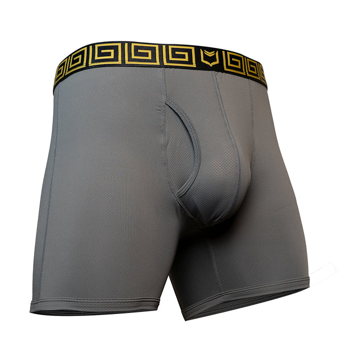 SHEATH 4.0 AirFlow Mesh Dual Pouch Boxer Brief - Gray & Gold