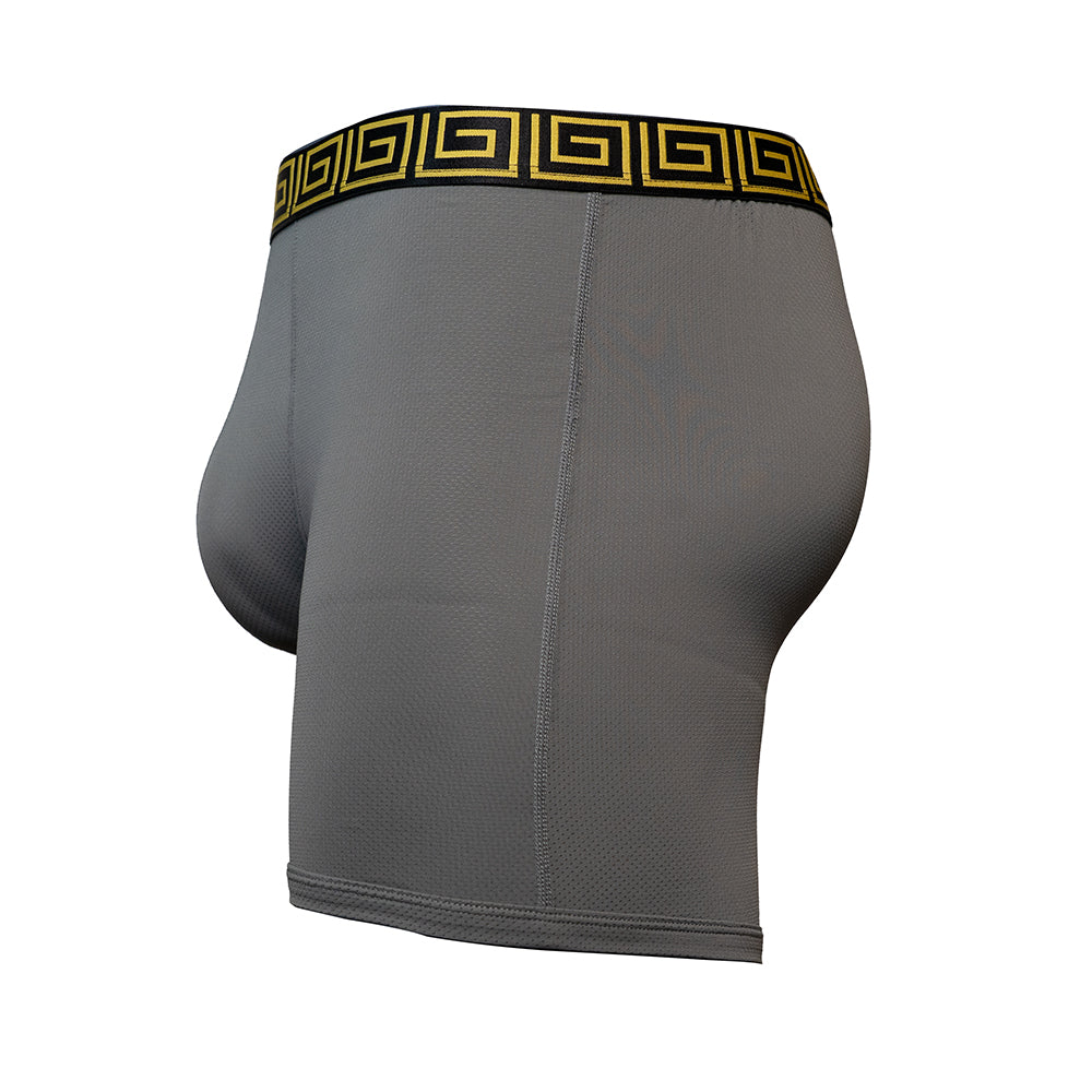 SHEATH 4.0 AirFlow Mesh Dual Pouch Boxer Brief - Gray & Gold