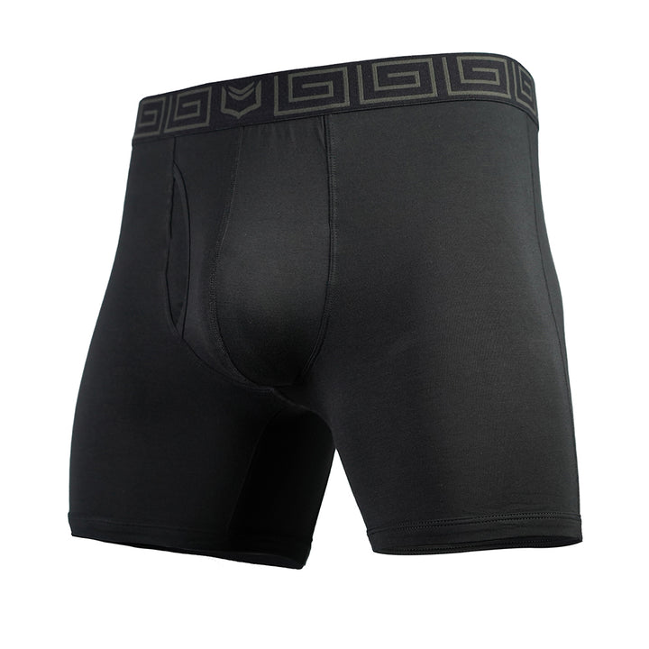SHEATH Underwear - 4.0 Bamboo Men's Dual Pouch Boxer Brief - Black Breathable Underwear