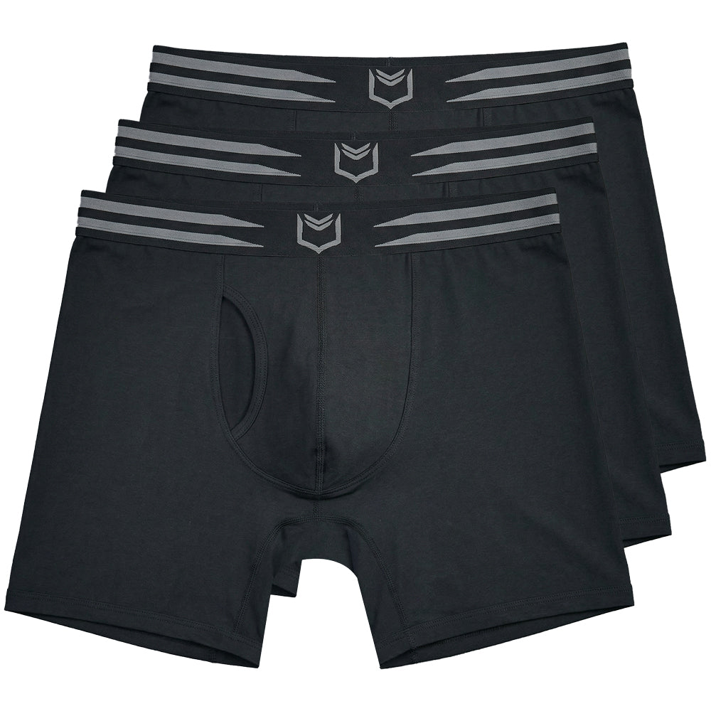 SHEATH Underwear - 4.0 Cotton Boxer Brief - Black - Moisture Wicking Underwear#color_black