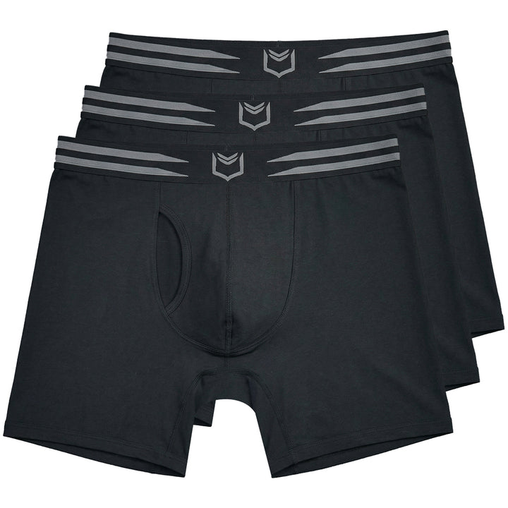 SHEATH Underwear - 4.0 Cotton Boxer Brief - Black - Moisture Wicking Underwear#color_black