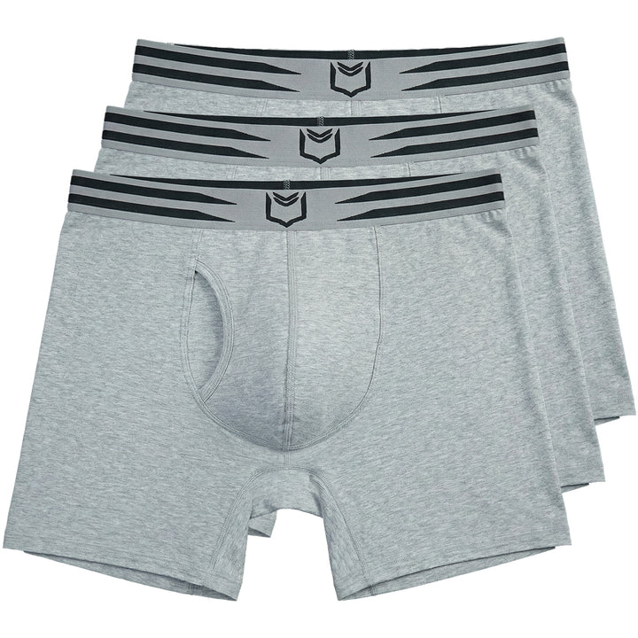 SHEATH Underwear - 4.0 Cotton Boxer Brief - Heather Gray - Moisture Wicking Underwear#color_heather-gray