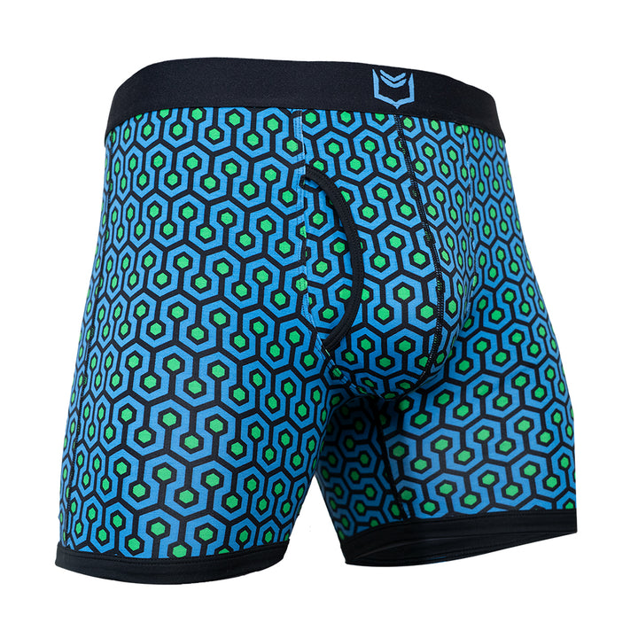 SHEATH 4.0 Dual Pouch Boxer Brief - Blue Hexagon