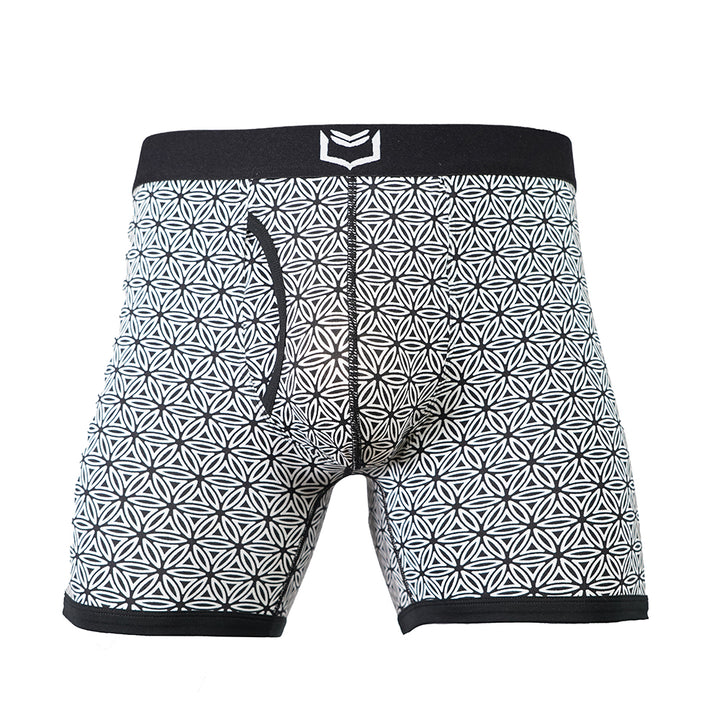 SHEATH 4.0 Dual Pouch Boxer Brief - Black & White Flower of Life