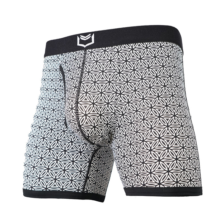 SHEATH 4.0 Dual Pouch Boxer Brief - Black & White Flower of Life