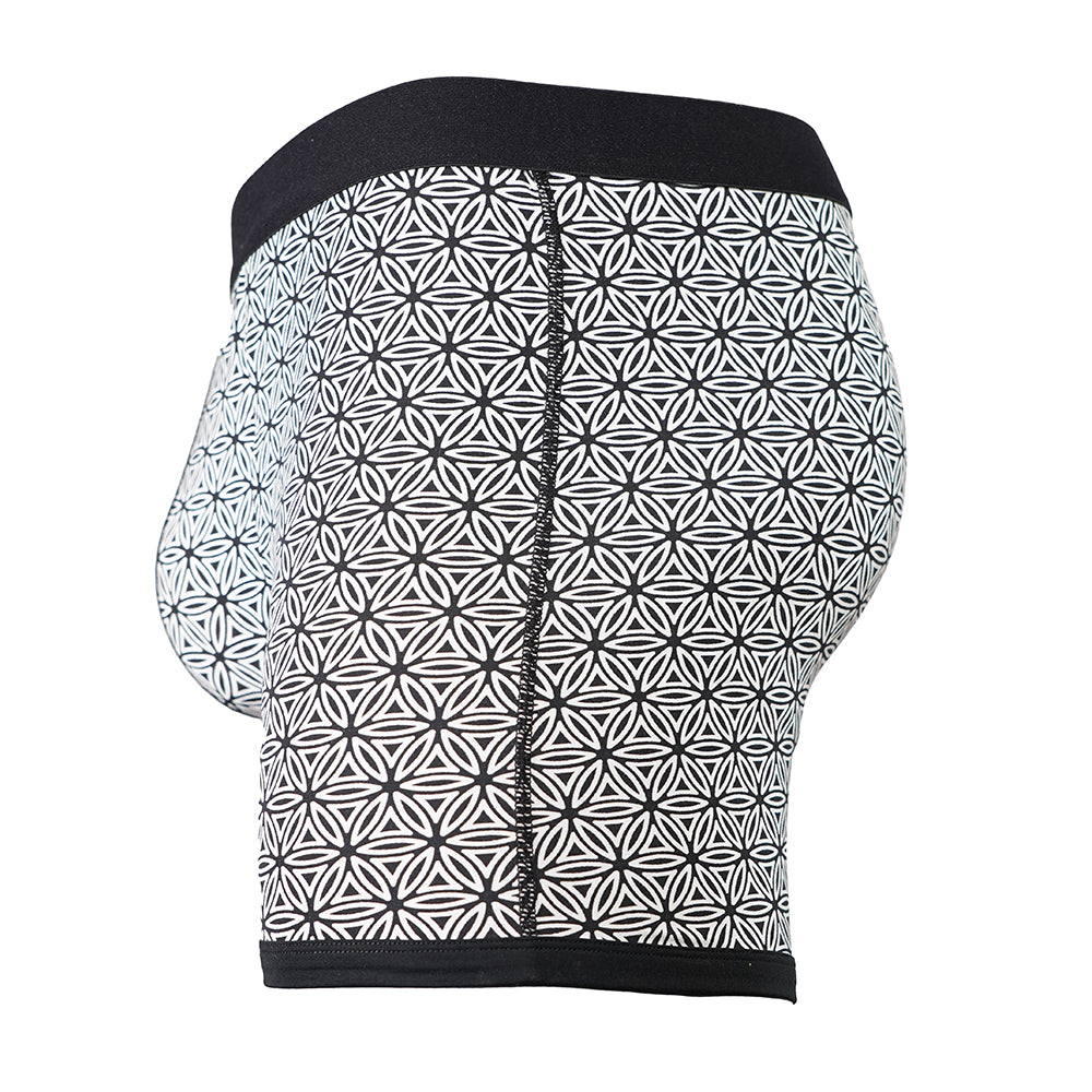 SHEATH 4.0 Dual Pouch Boxer Brief - Black & White Flower of Life