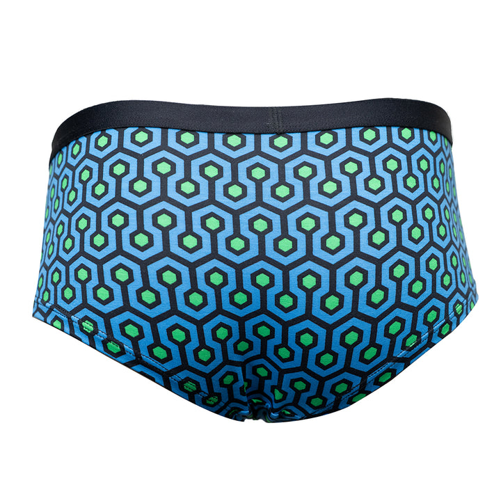 SHEATH Women's Bamboo Cheeky Boyshorts - Blue Hexagon