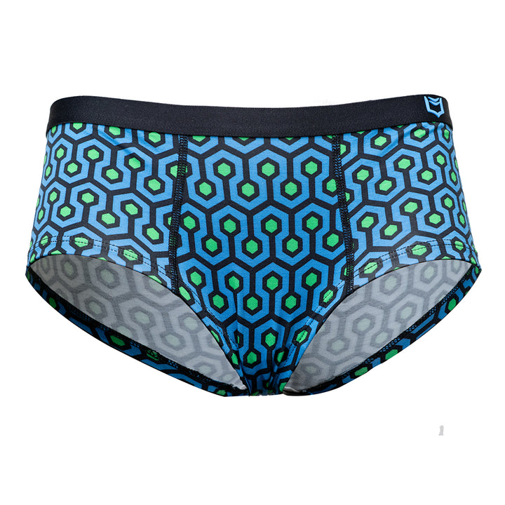 SHEATH Women's Bamboo Cheeky Boyshorts - Blue Hexagon