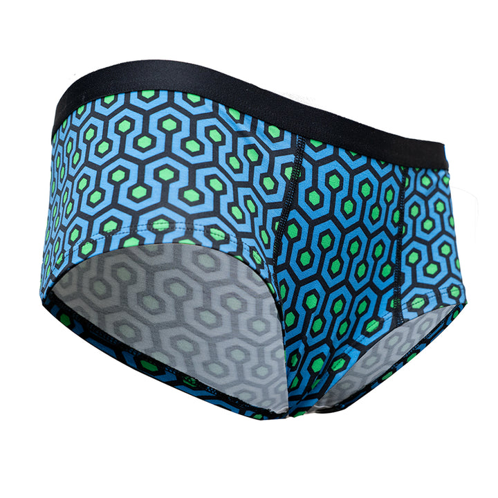 SHEATH Women's Bamboo Cheeky Boyshorts - Blue Hexagon
