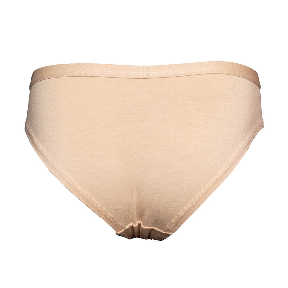 SHEATH nude-colored bamboo bikini briefs for women featuring breathable, moisture-wicking fabric and anti-chafing design for comfortable wear back view