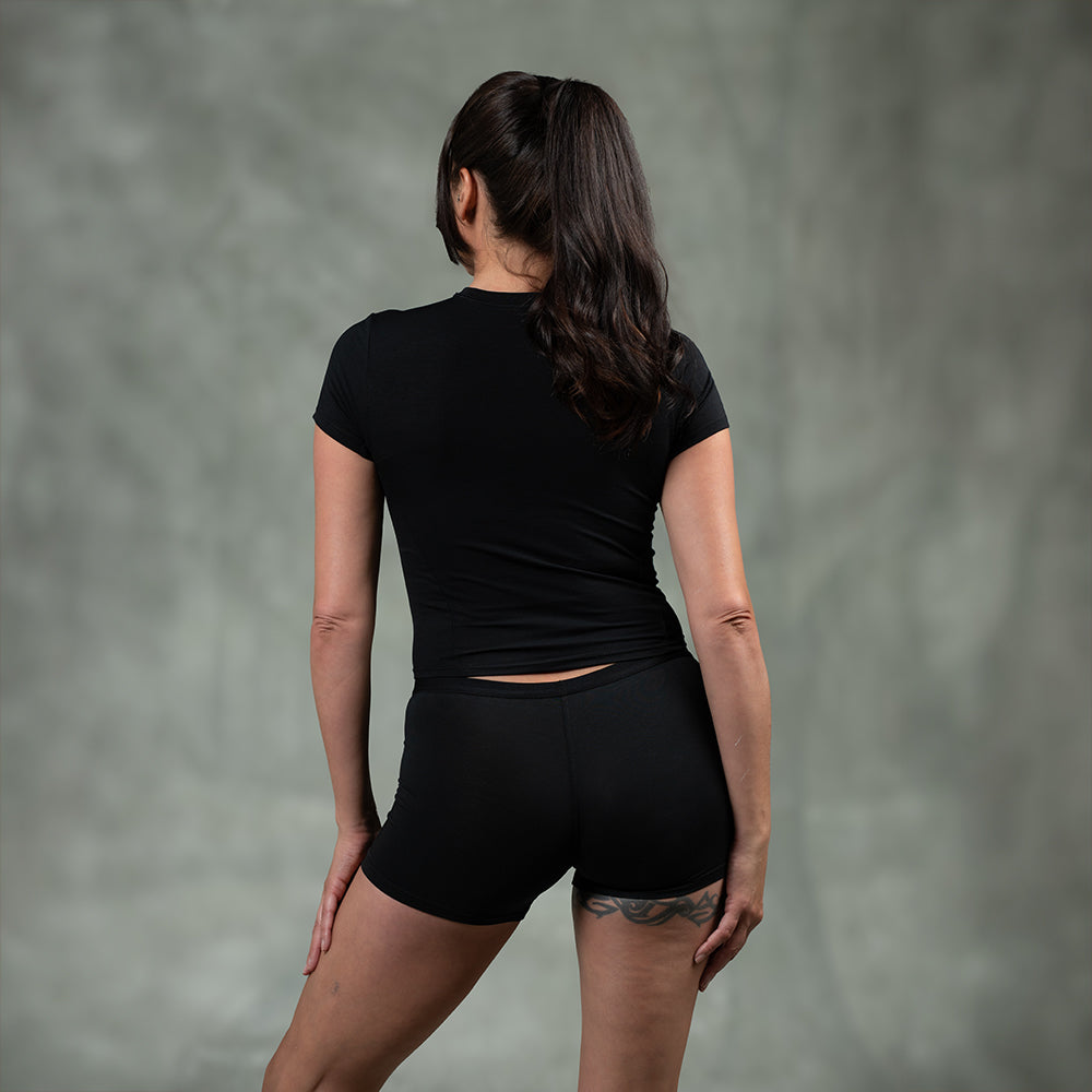 Female model wearing SHEATH black women&