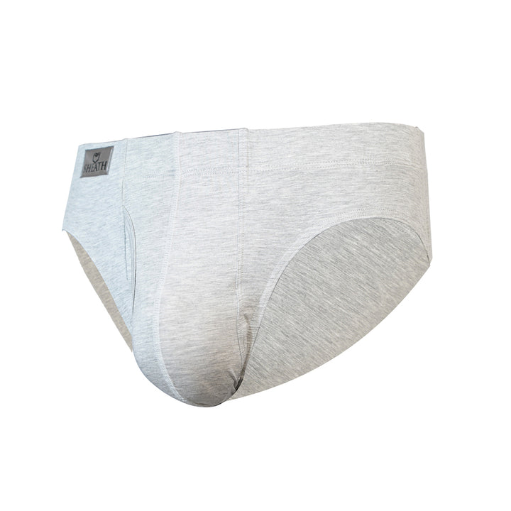 SHEATH BAMBOO DUAL POUCH EUROPEAN CUT BRIEF - HEATHER GRAY