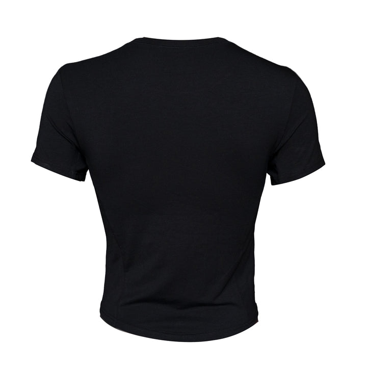 SHEATH Black bamboo workout t-shirt for women designed for breathable comfort and durability. back view