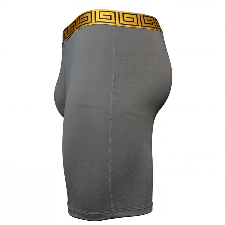 SHEATH V AirFlow Mesh Dual Pouch Boxer Brief - Gray & Gold#color_gray-gold