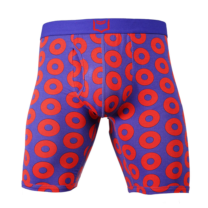 SHEATH V 8" Sports Performance Dual Pouch Boxer Brief - Donut Pattern