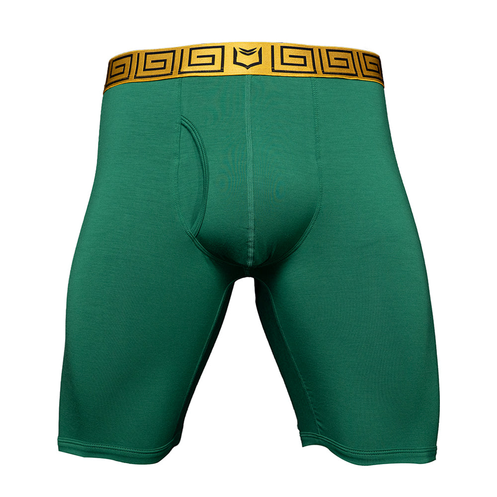 SHEATH V Dual Pouch Boxer Brief - Green & Gold