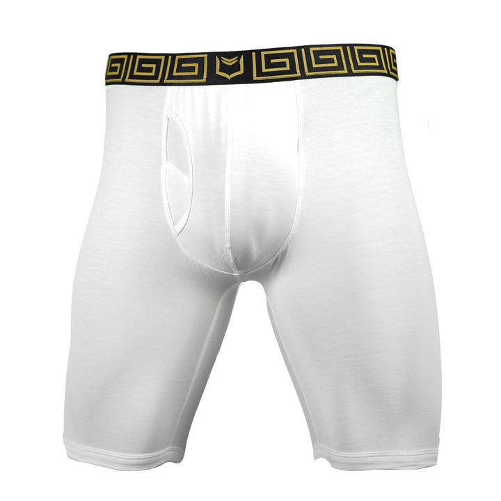 SHEATH V Sports Performance Dual Pouch Boxer Brief - White & Gold