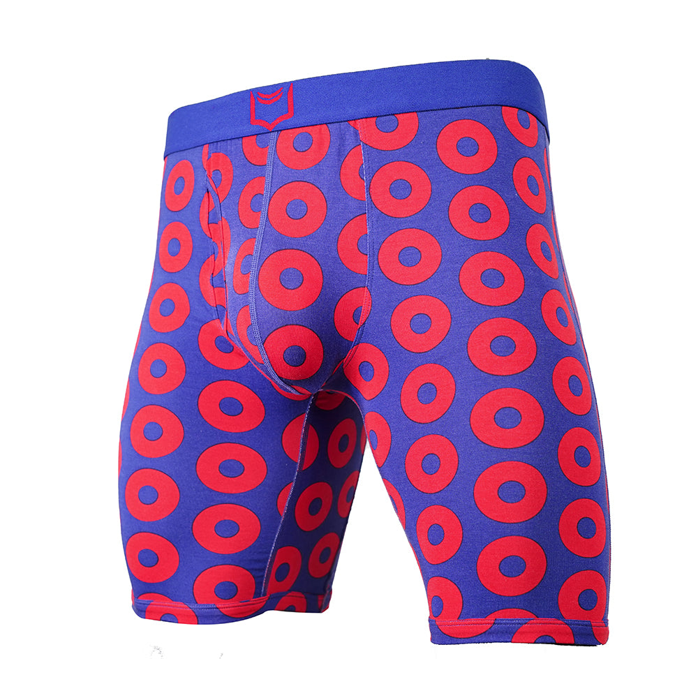 SHEATH V 8" Sports Performance Dual Pouch Boxer Brief - Donut Pattern