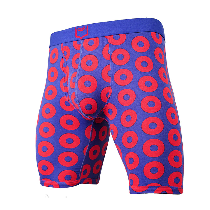 SHEATH V 8" Sports Performance Dual Pouch Boxer Brief - Donut Pattern