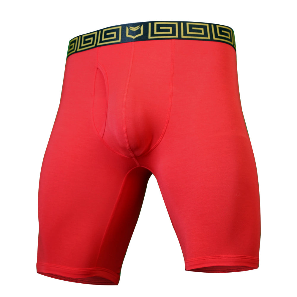 SHEATH V Sports Performance Dual Pouch Boxer Brief - Red & Gold