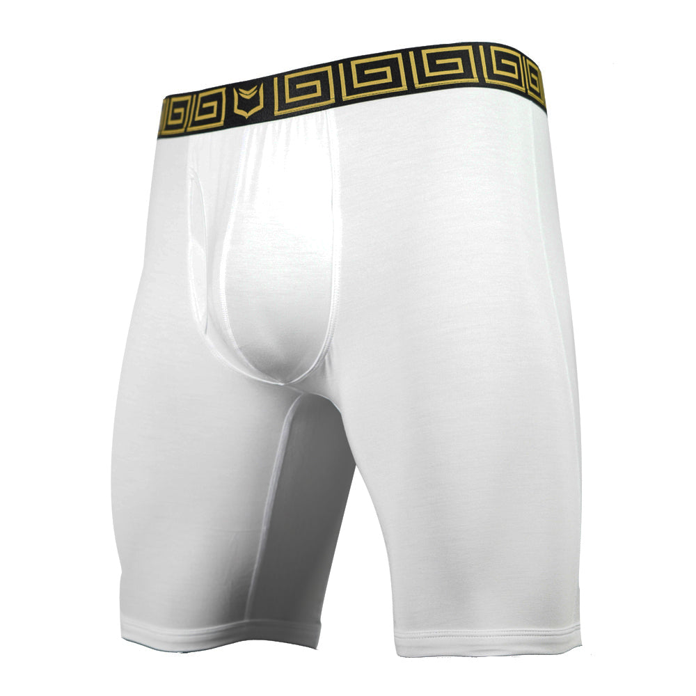 SHEATH V Sports Performance Dual Pouch Boxer Brief - White & Gold