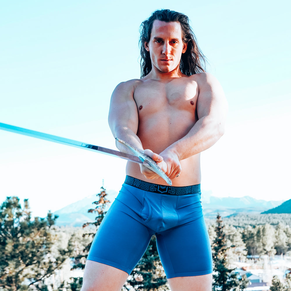 SHEATH V Blue Colossus Dual Pouch Sports Performance Boxer Brief