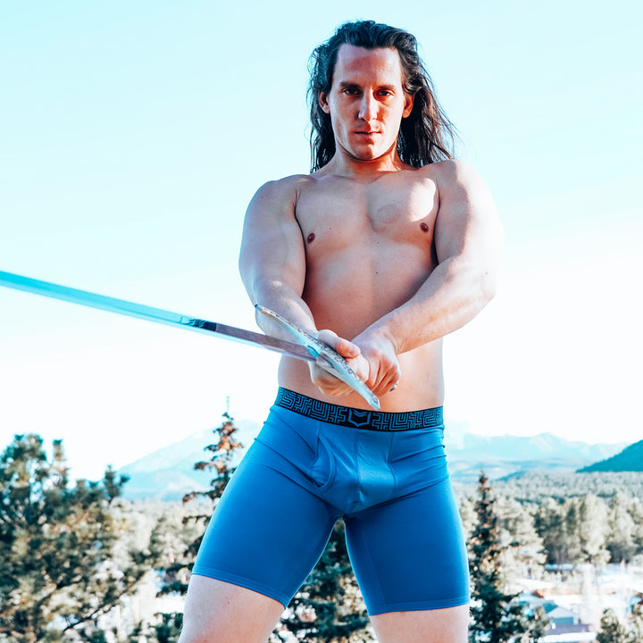 SHEATH V Blue Colossus Dual Pouch Sports Performance Boxer Brief