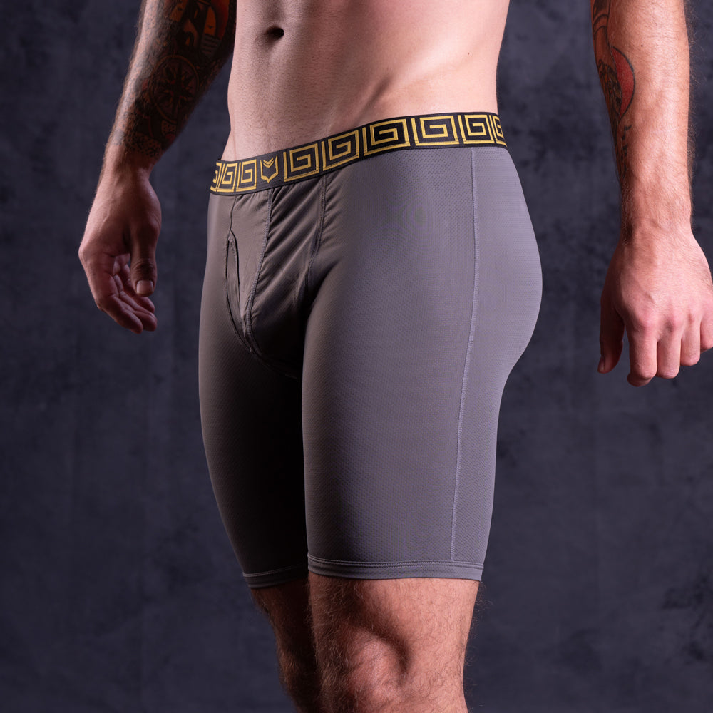 SHEATH V AirFlow Boxer Brief - Gray & Gold