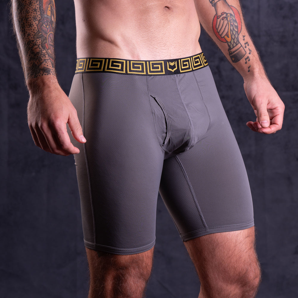 SHEATH V AirFlow Boxer Brief - Gray & Gold