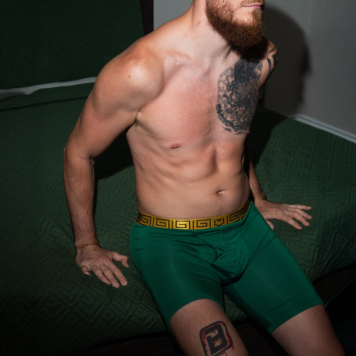SHEATH V Dual Pouch Boxer Brief - Green & Gold