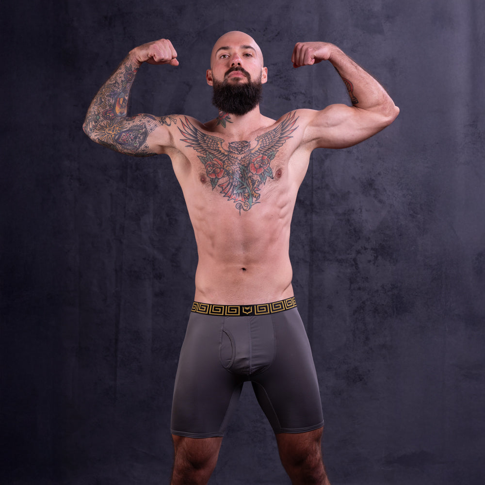 SHEATH V AirFlow Boxer Brief - Gray & Gold