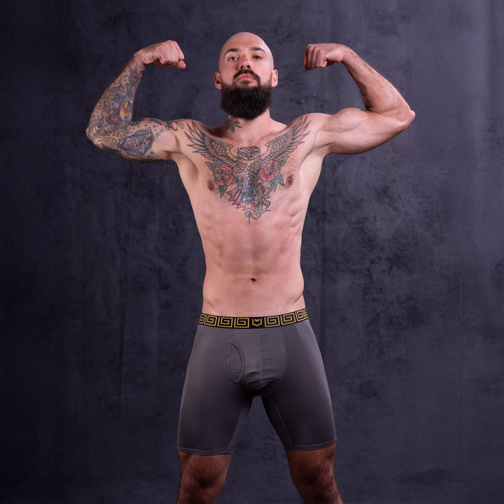 SHEATH V AirFlow Boxer Brief - Gray & Gold