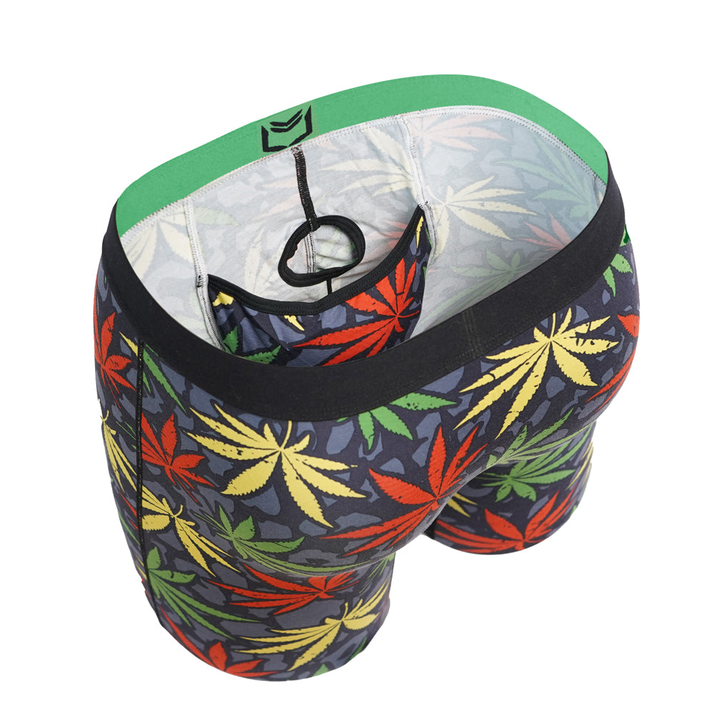 SHEATH V 8" Sports Performance Dual Pouch Boxer Brief - Sweet Leaf Pattern