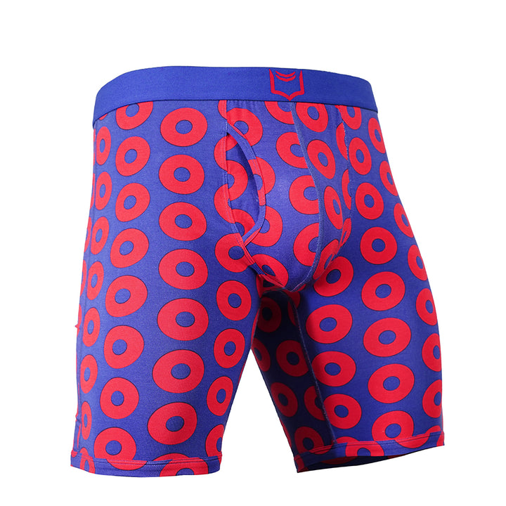 SHEATH V 8" Sports Performance Dual Pouch Boxer Brief - Donut Pattern