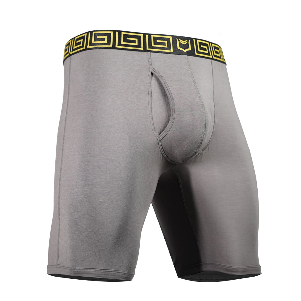 SHEATH V Sports Performance Dual Pouch Boxer Brief - Gray & Gold