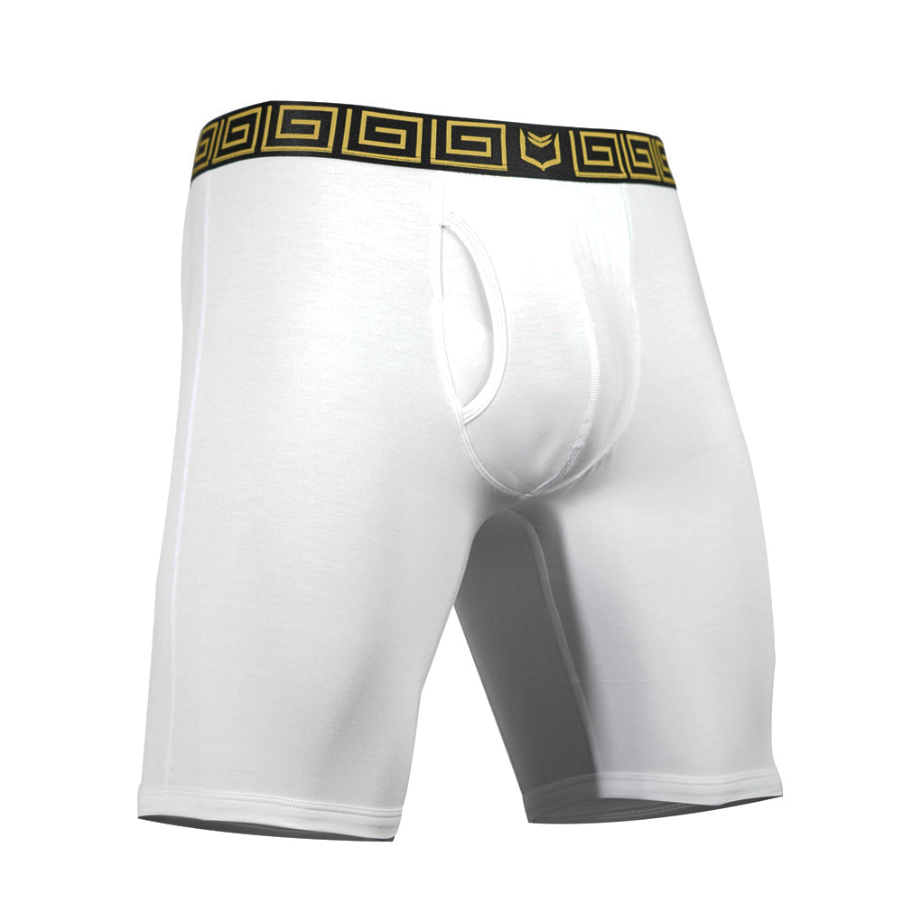 SHEATH V Sports Performance Dual Pouch Boxer Brief - White & Gold