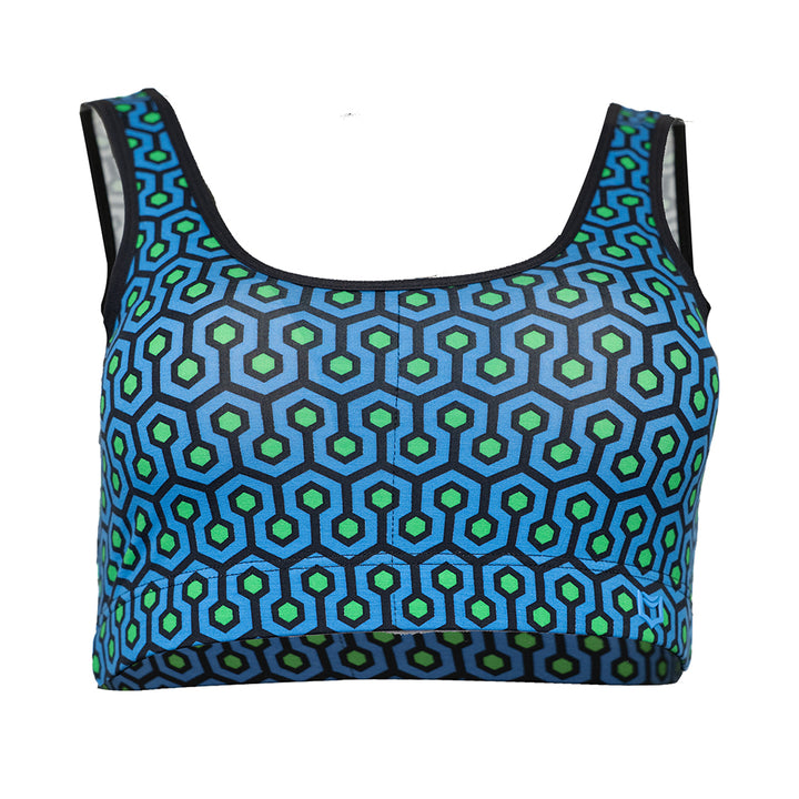 SHEATH Padded Comfort Bralette - Blue Hexagon