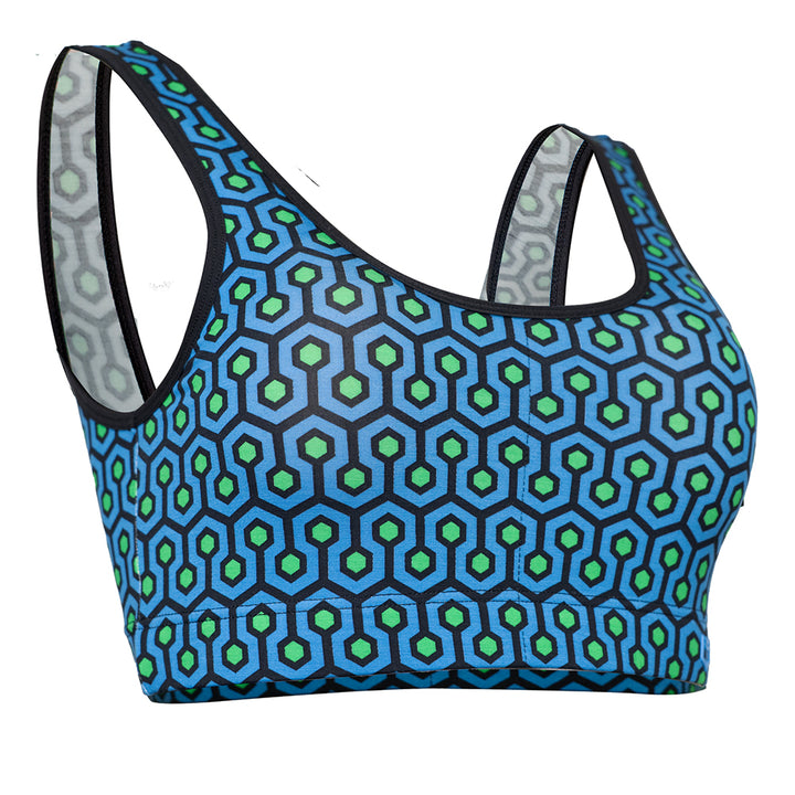 SHEATH Padded Comfort Bralette - Blue Hexagon