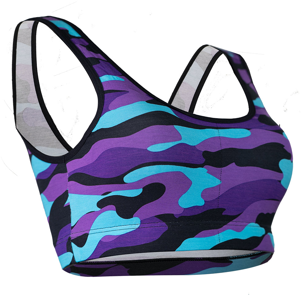 SHEATH Padded Comfort Bralette - Purple Camo Print