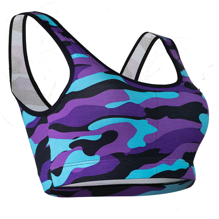 SHEATH Padded Comfort Bralette - Purple Camo Print