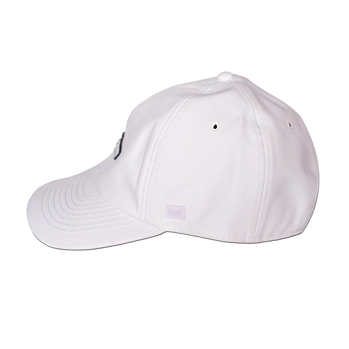 Left side of white cap melin hydro legend stealth cap on a white background#color_white